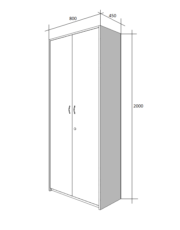 Шкаф для одежды 800/2000/450 мм