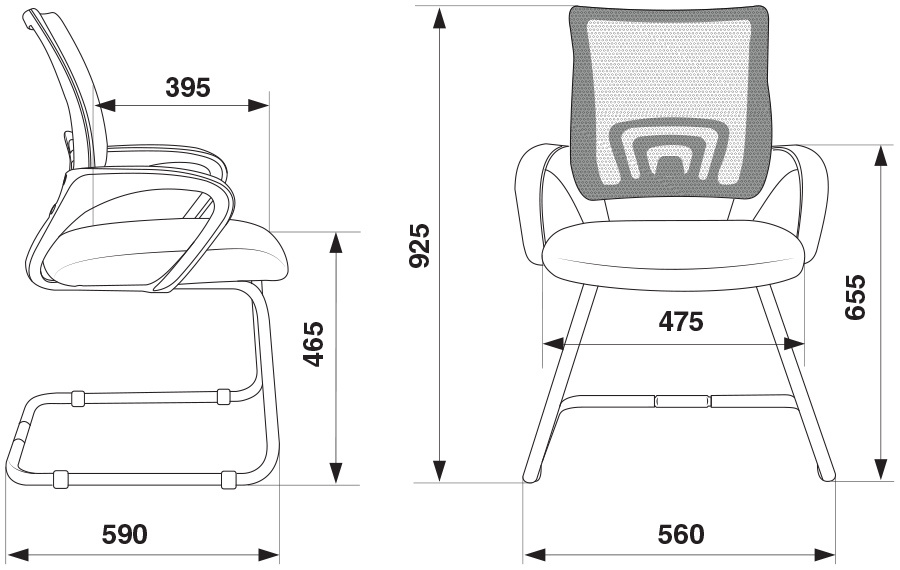 Кресло офисное CH-695N-AV на полозьях с подлокотниками